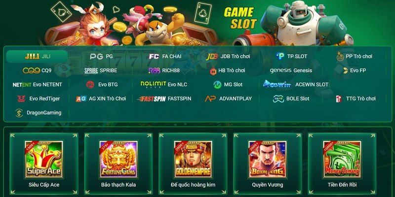 Game Slot được các công ty trò chơi giải trí danh tiếng phát triển